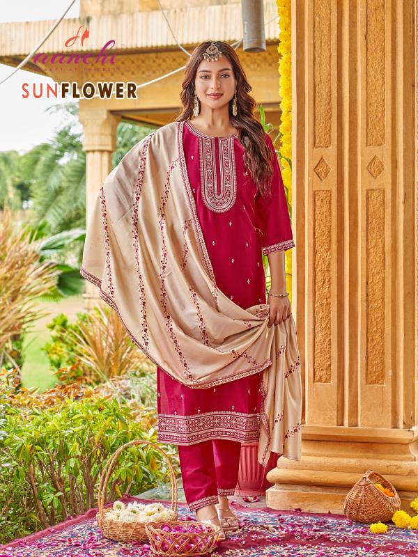 Aanchi sunflower straight 3pcs wholesale kurtis 