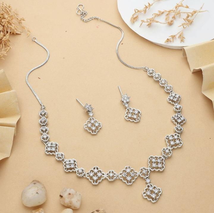 Anti tranish american diamond necklace set 935 Imitation jewelry with price in Mumbai