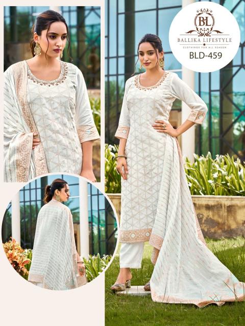 Ballika 3pcs white eligent kurtis wholesale