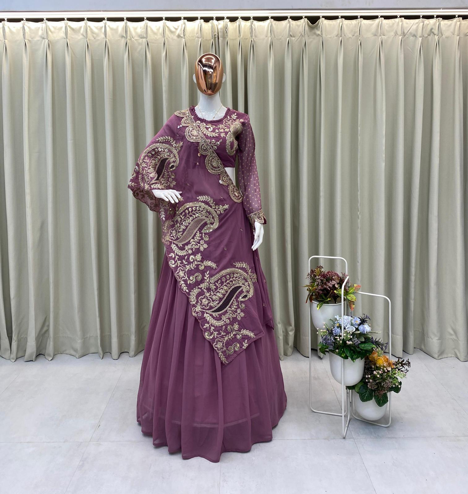 BE-400 GEORGETTE Pink Lehengha choli for resellers