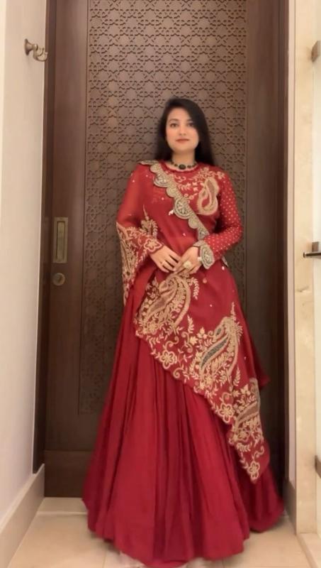 BE-400 GEORGETTE Red Designer Lehengha choli with dupatta