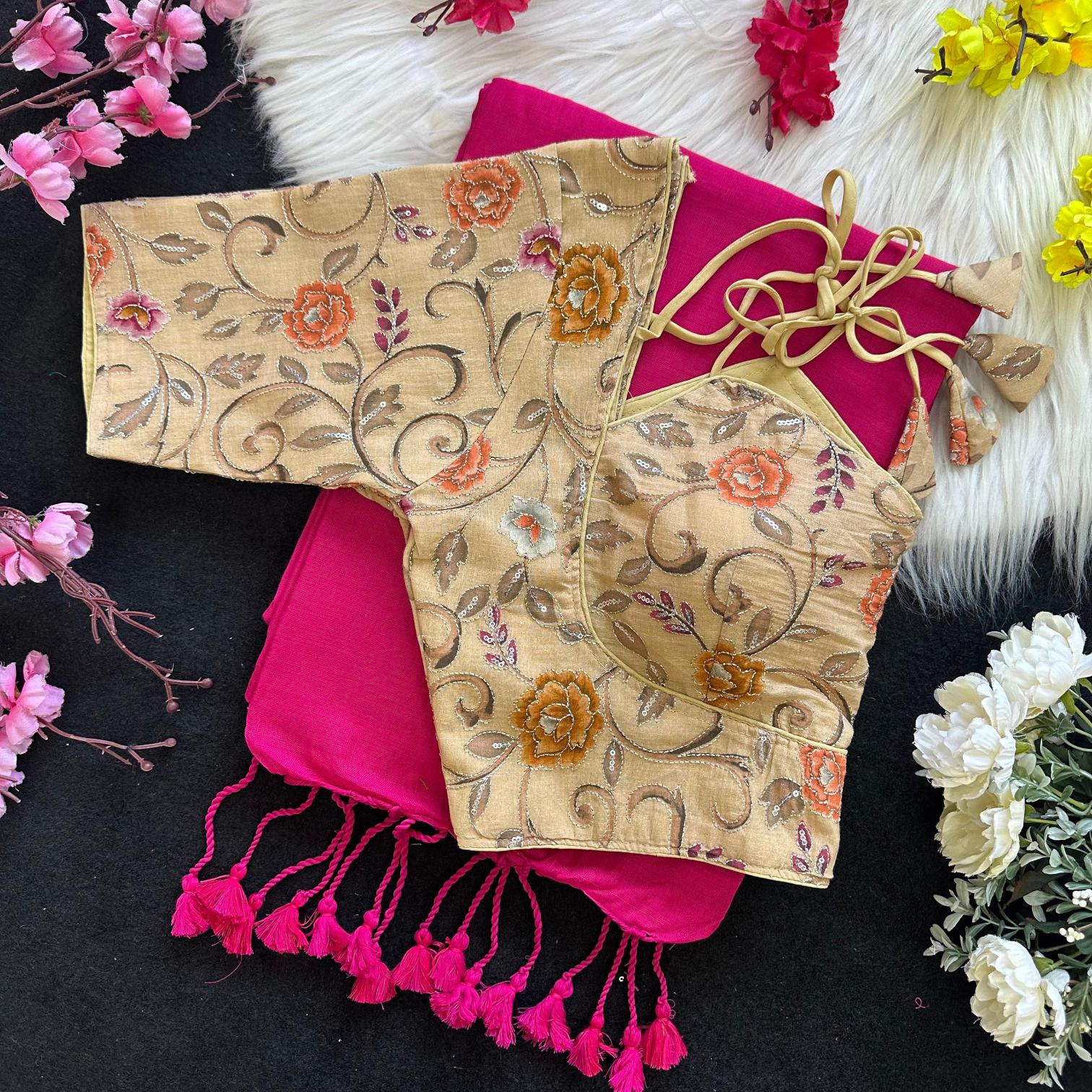 Blousewala khadi cotton blouse with saree centre