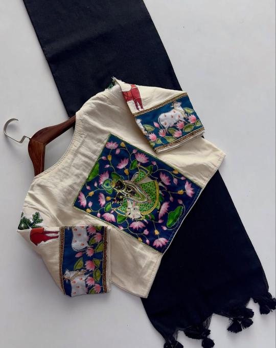 Blousewala khadi cotton blouse with saree wholesale clothes india 