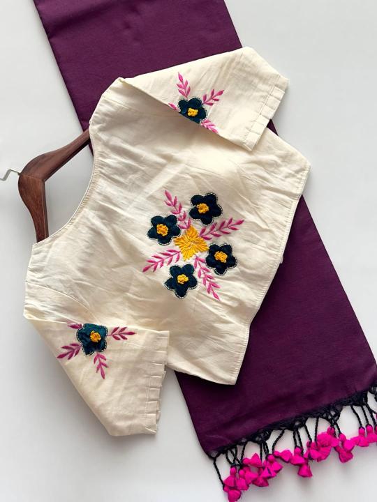 Blousewala khadi cotton saree with blouse wholesale