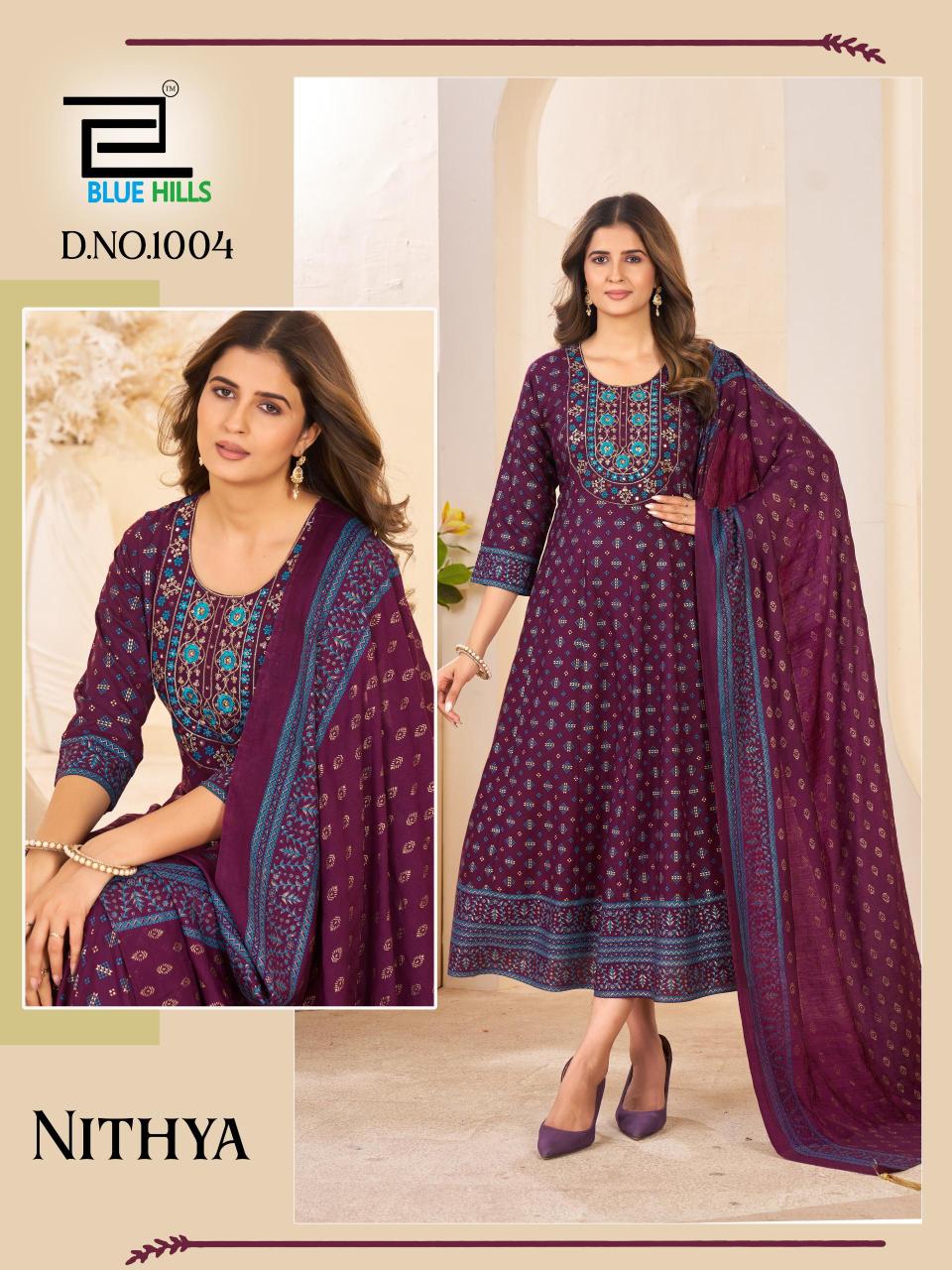 Blue hills nithya anarkali gown with dupatta wholesale