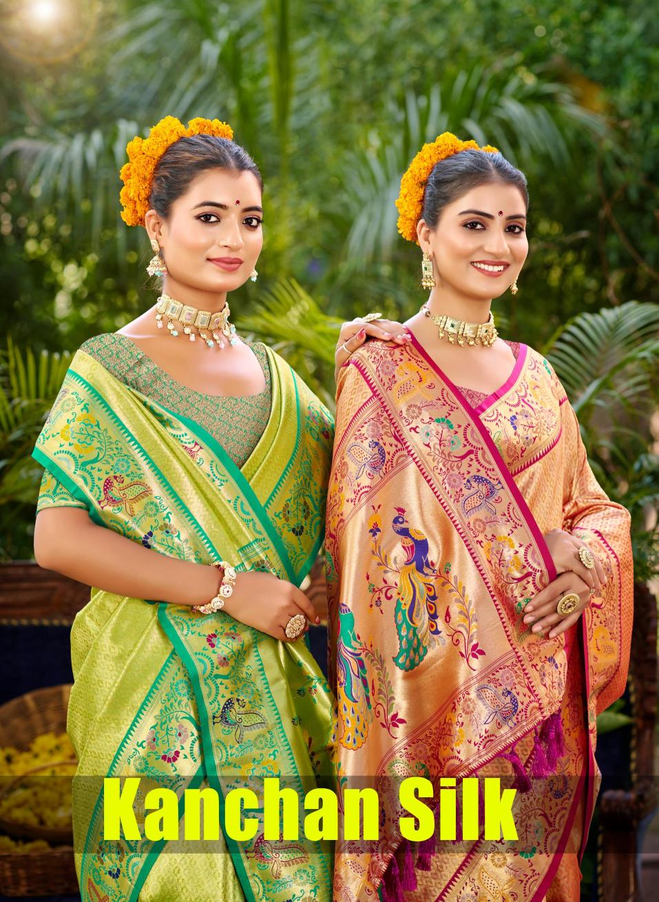 Bunawat - Kanchan Silk Sangam Prints SILK Woven Work Traditional Saree