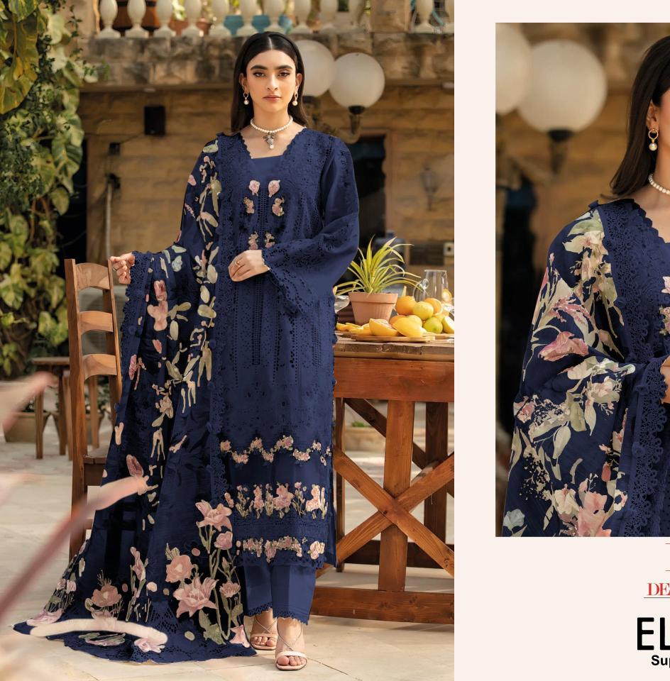 Deepsy elaf luxury super hit lawn 1263 pakistani designer lawn suits at wholesale prices in delhi