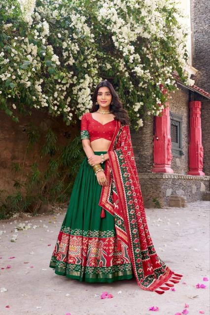 DULHAN LEHENG Tussar Silk Green Trendy Lehenga Choli Dealer in Kolkata