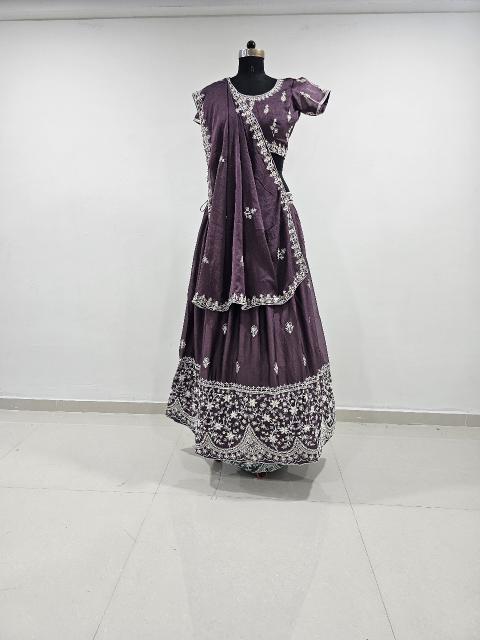 FULDI vichitra silk Purple Budget-friendly Lehenga Choli Manufacturer in Kolkata