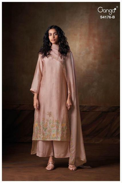 Ganga farisha 4176 wholesale silk dress materials