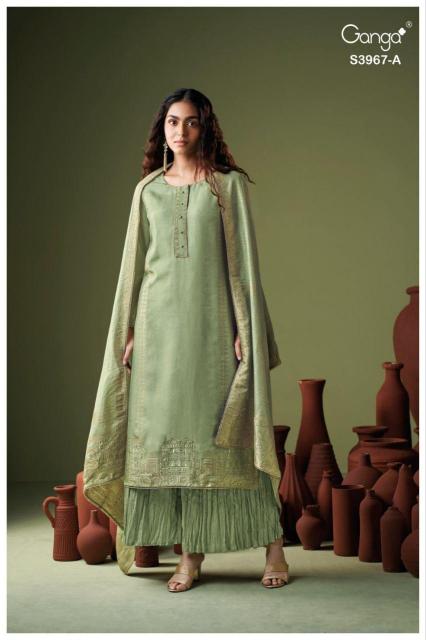 Ganga giah 3967 silk non catalog dress materials wholesale surat