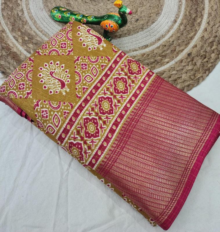 GC flower and leaf mil print latest saree in market