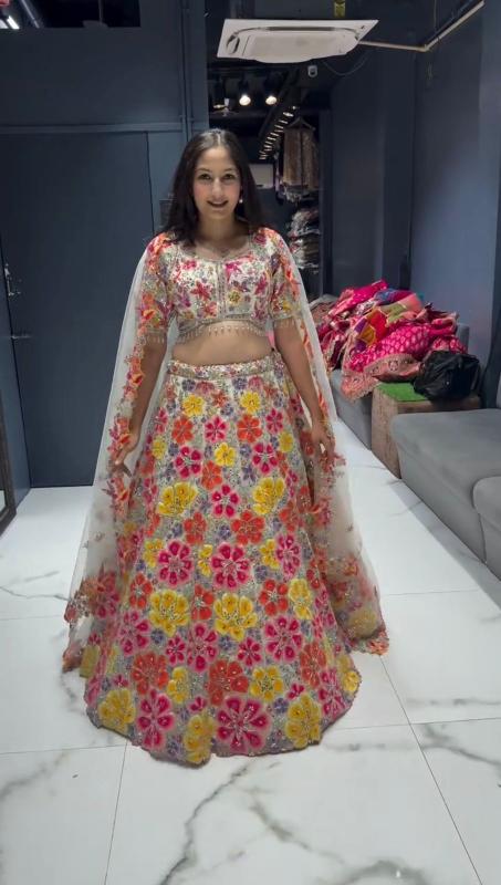 Heavy Boutique QRC-383 Gorgette Customized lehenga choli wholesale