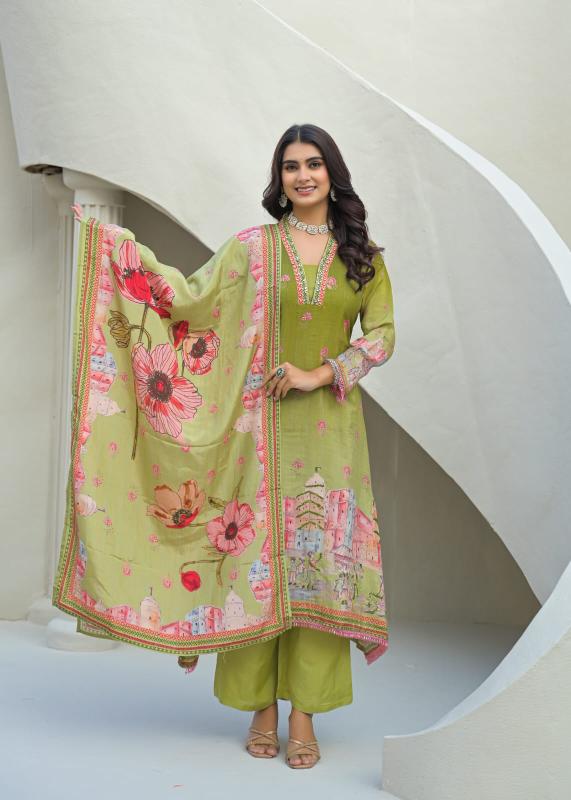 Janni silk 3pcs digital print kurtis wholesale