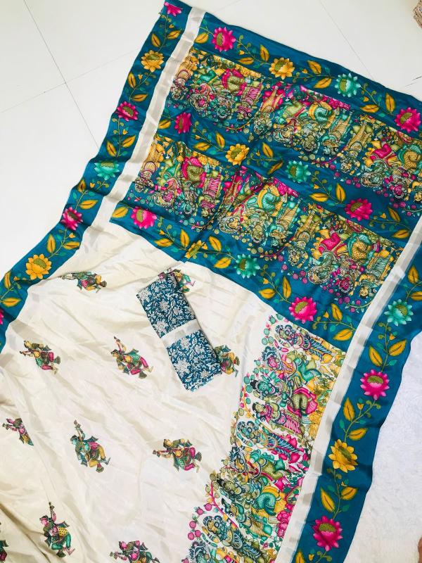 Malhar zuhi vol kalamkari print saree best clothing wholesalers in india 