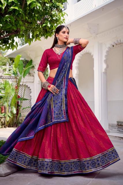  N BANDHANI Tussar Silk Red Bollywood Inspired Lehenga Choli Manufacturer