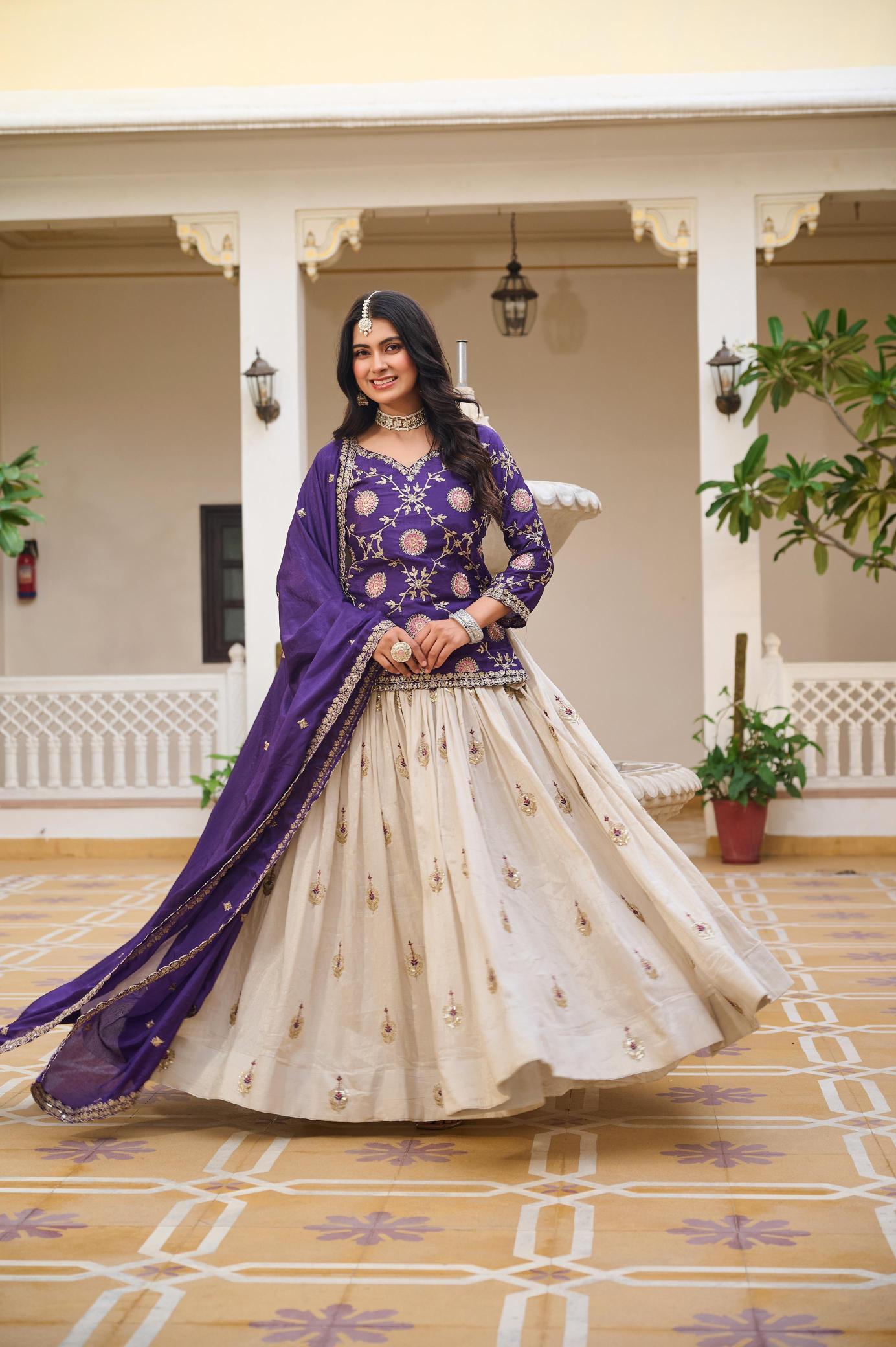 Ram-101 chinon Purple Latest Lehenga Choli Collection in Kolkata