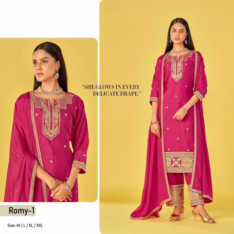 Romy Vol 1 Pure Chinon Sequence Kurti manufacturer in Ahmedabad