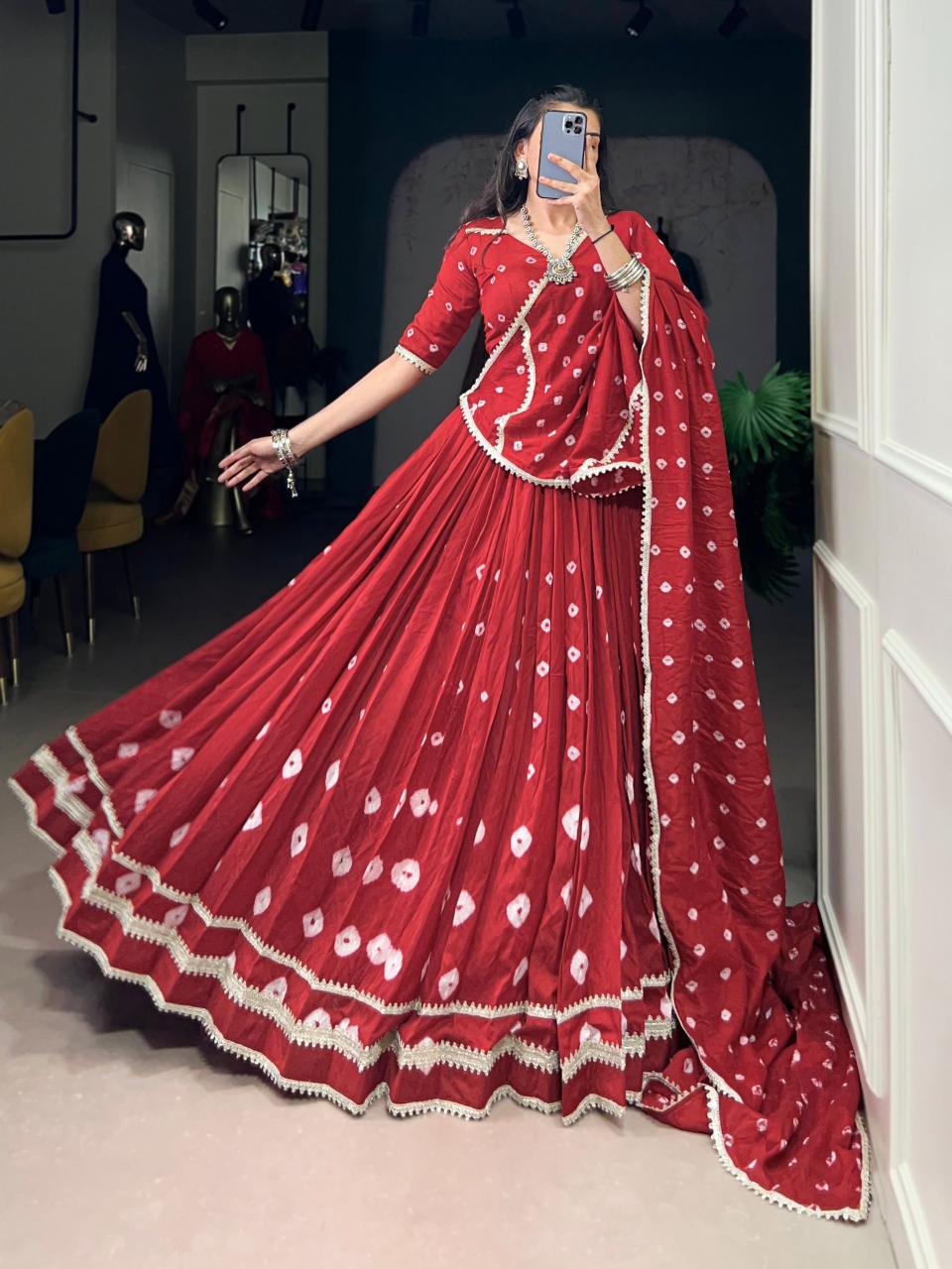 ROOP Chanderi RED Traditional Lehengha choli wholesalers in Bangalore