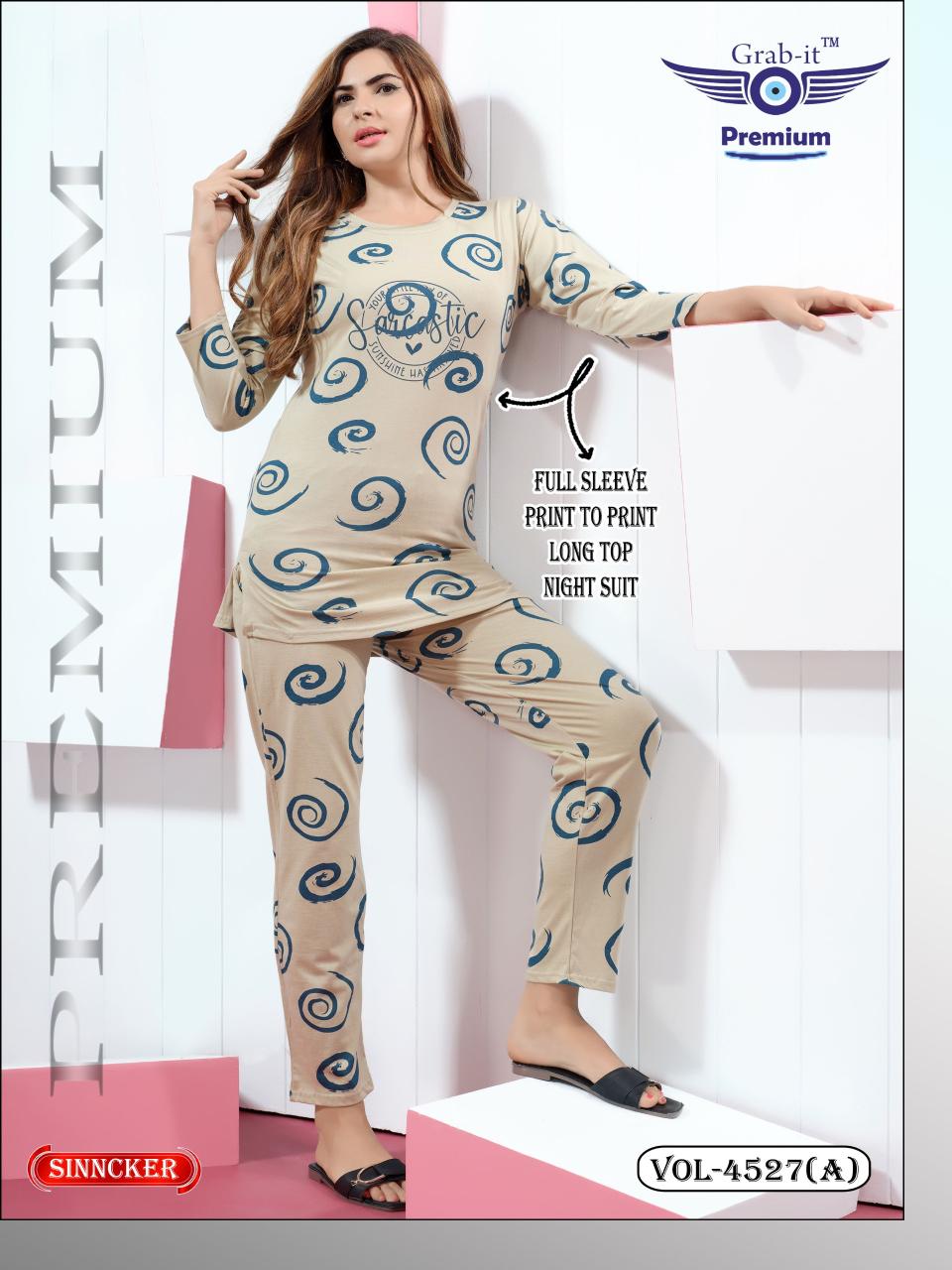 Shorya grab it premium long top nightsuit wholesaler surat