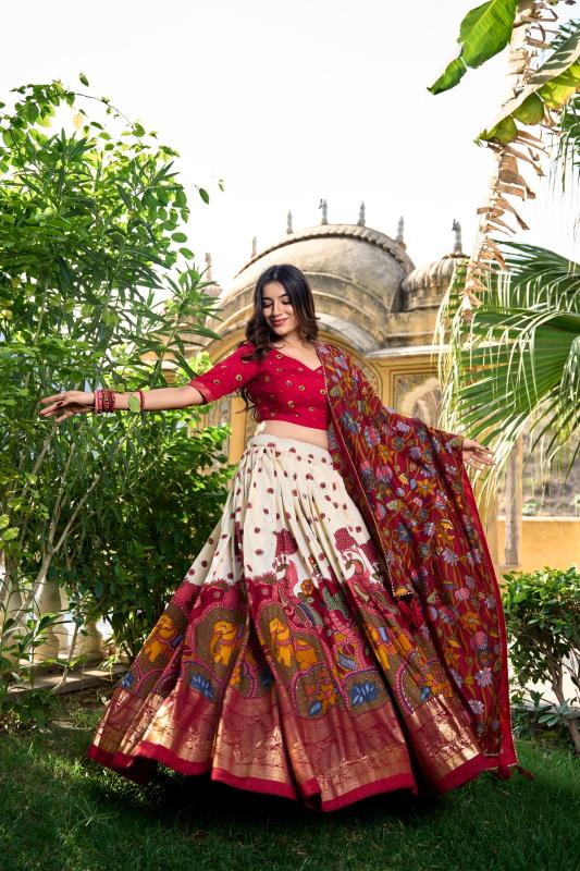 Taraa L 1219 Tussar Silk Affordable lehenga choli online