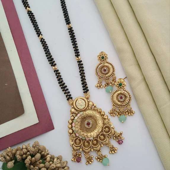 Traditional Mangalsutra TM005 Imitation jewellery wholesale market in Gujarat