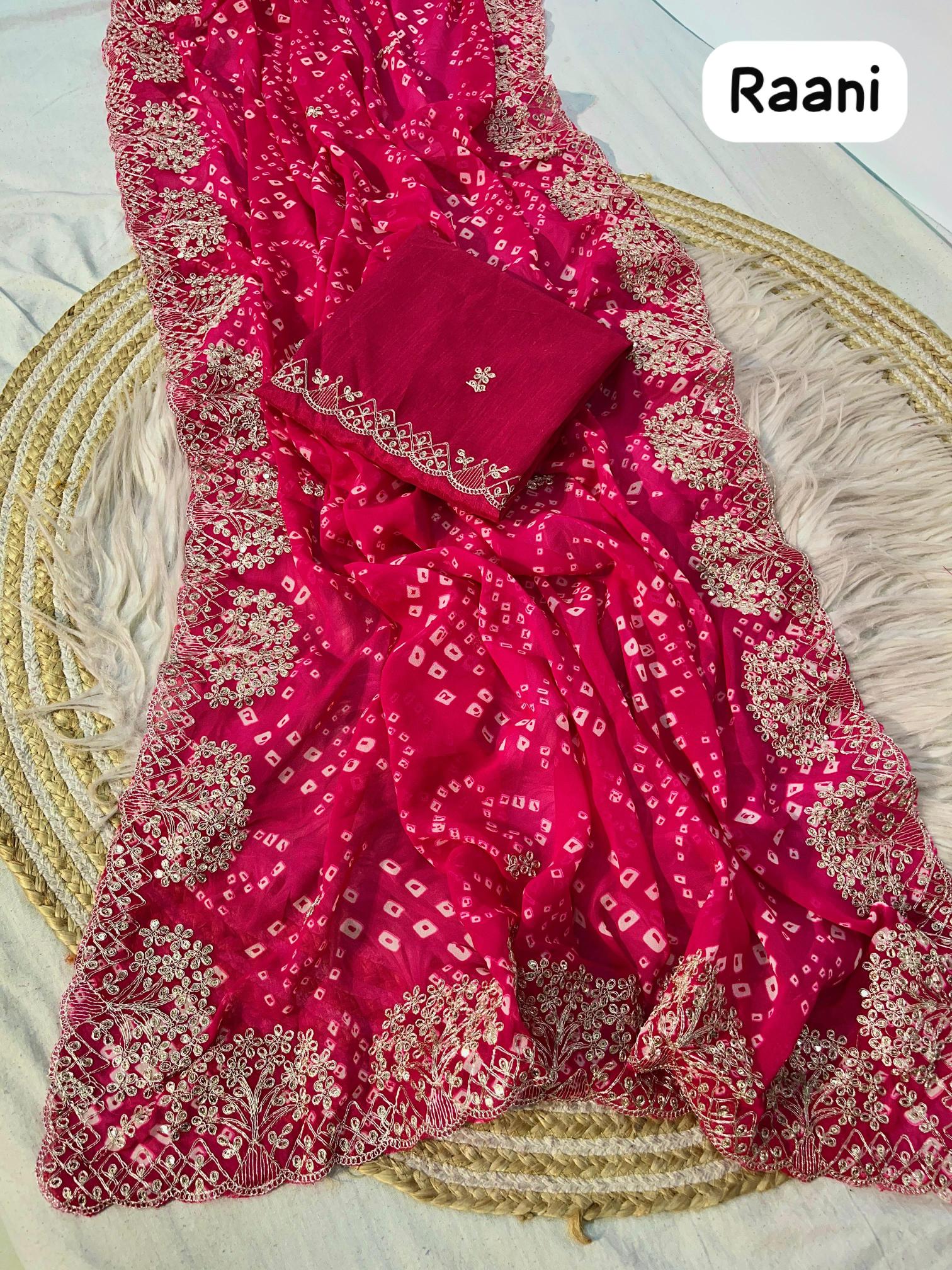 Vinayak soft beautiful georgette bandej sarees bulk 