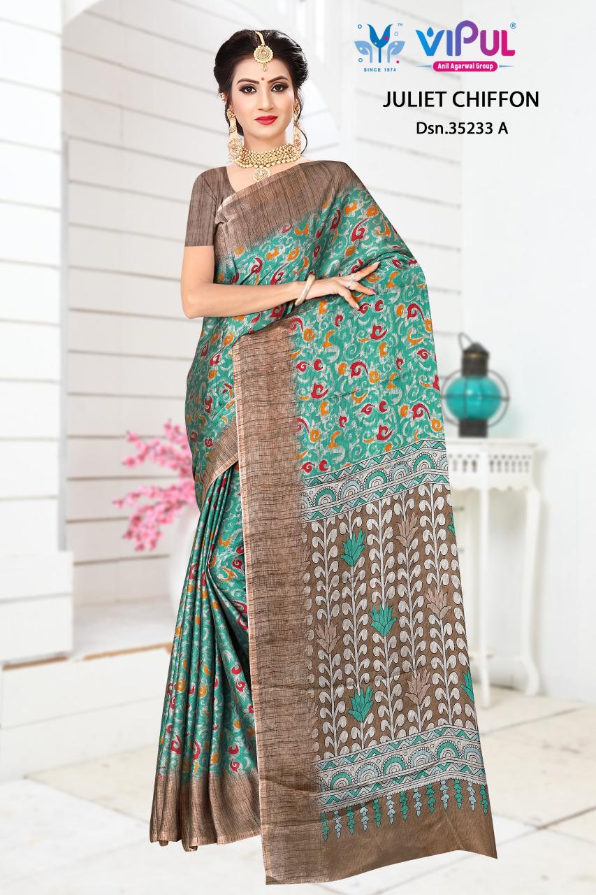 Vipul juliet chiffon d.no 35233 saree wholesale lady clothing 