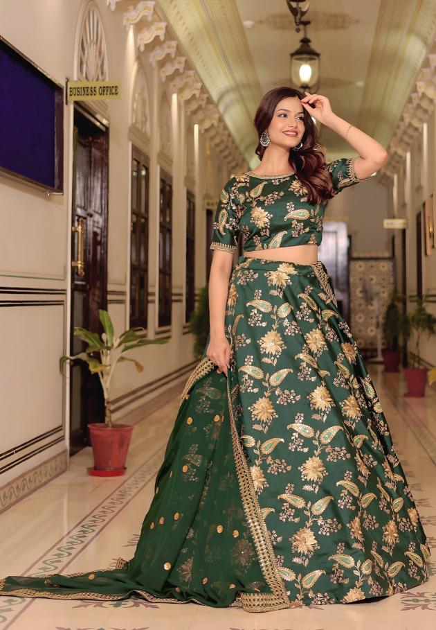 Zeel Clothing vol 30 Art silk Green Wholesale lehenga choli for resellers