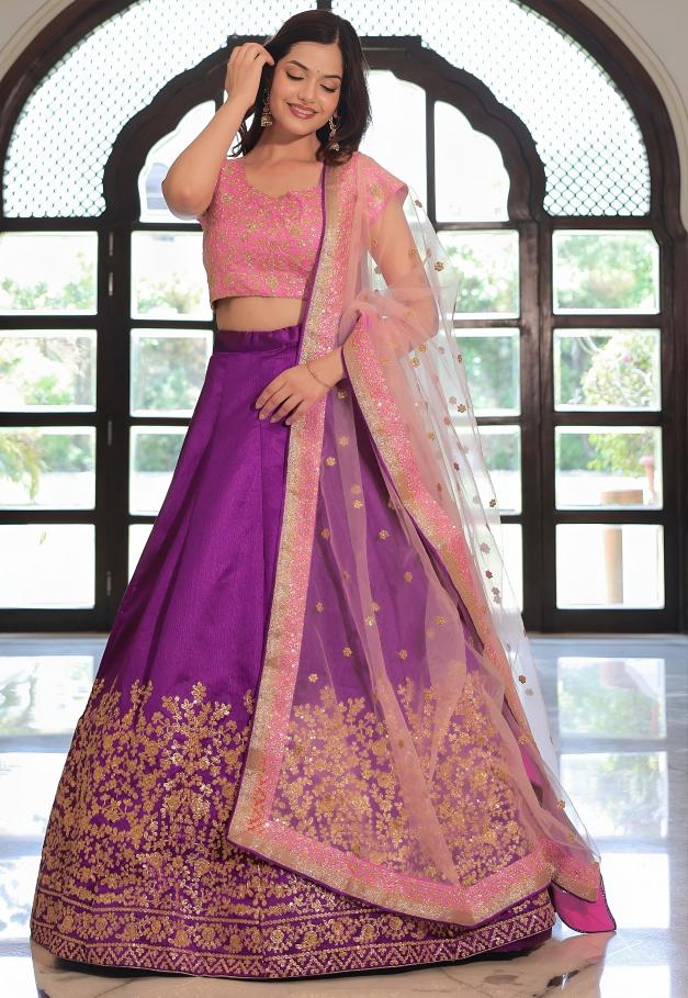 Zeel Clothing vol 30 Mulbery silk Purple Lehenga choli wholesale in Mumbai
