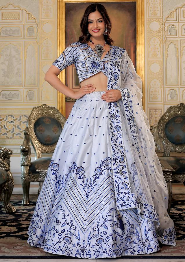 Zeel Clothing vol 30 Satin White Traditional lehenga choli wholesale