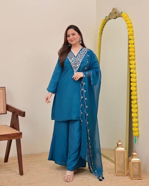 Adhya mirror work neck design international wholesale kurti