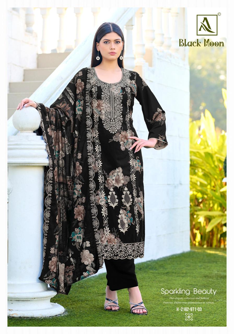 Alok suit black moon fancy dress material wholesale