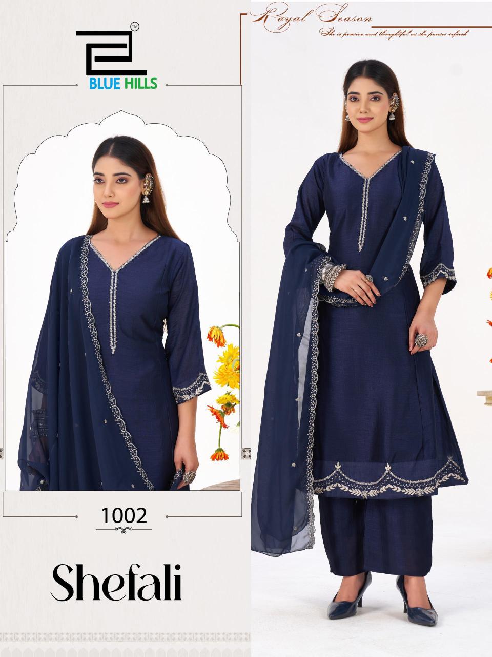 Blue hills shefali 3pcs anarkali kurtis wholesale