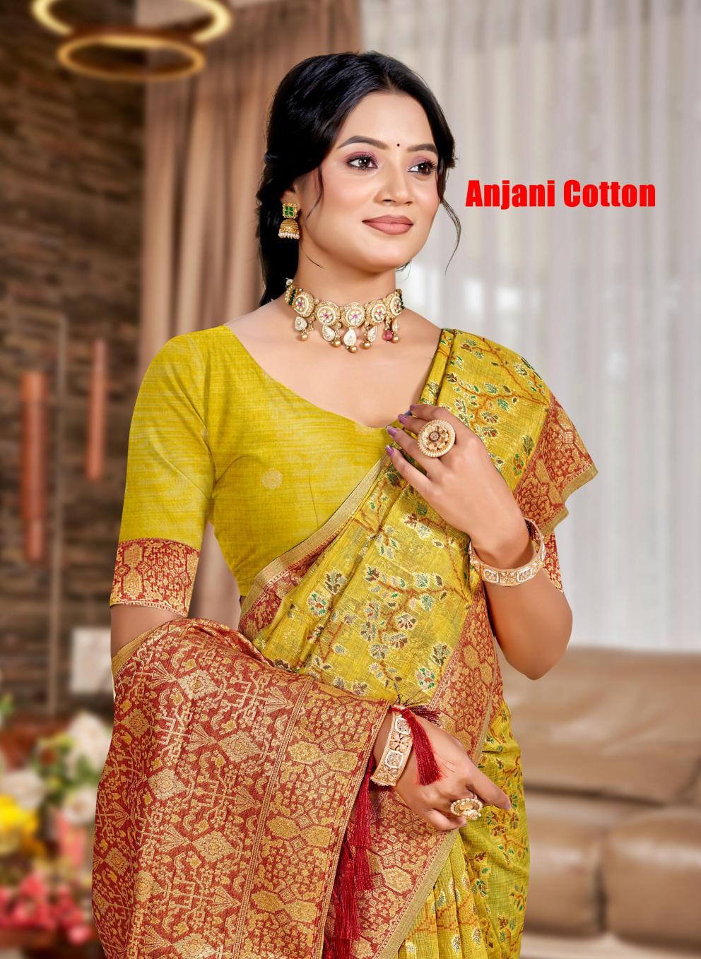 Bunawat - Anjani Cotton Sangam Prints Cotton Silk With Meena Woven Work Traditional Saree