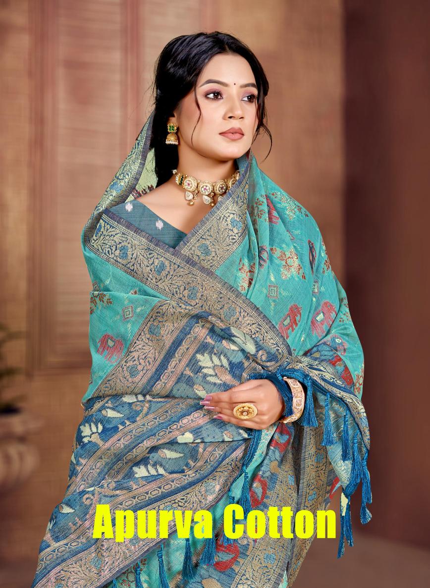 Bunawat - Apurva Cotton Sangam Prints Cotton Silk With Meena Woven Work Traditional Saree