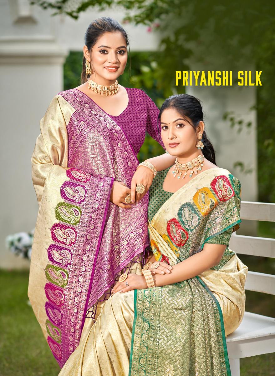 Bunawat - Priyanshi Silk Sangam Prints Silk Woven Work Traditional Saree