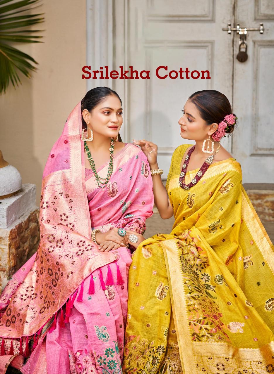 Bunawat - Srilekha Cotton Sangam Prints Cotton Silk With Meena Woven Work Traditional Saree