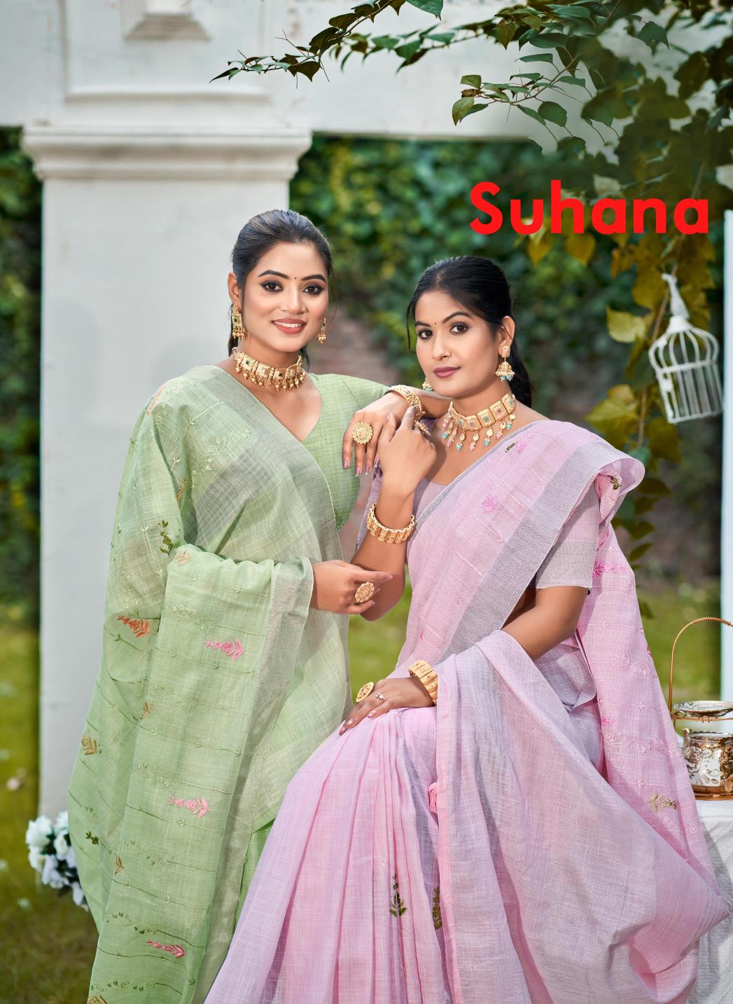 Bunawat - Suhana Sangam Prints Linen Woven Work Traditional Saree