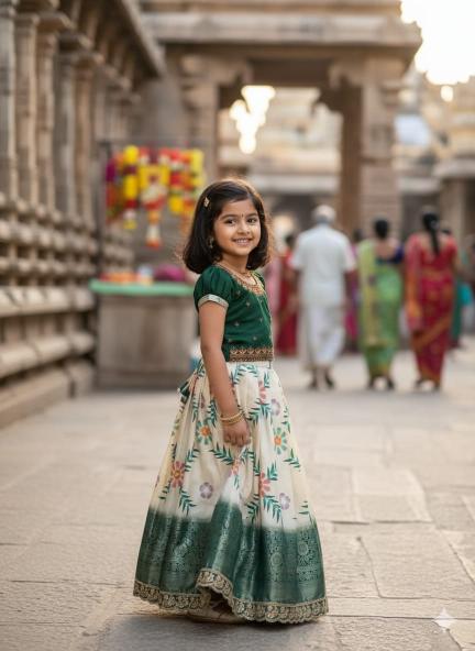Coconut Kids Silk Green Surat lehenga wholesale online