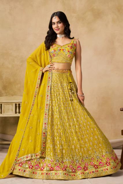 CULTURAL Yellow Georgette Lehenga choli wholesale in Surat