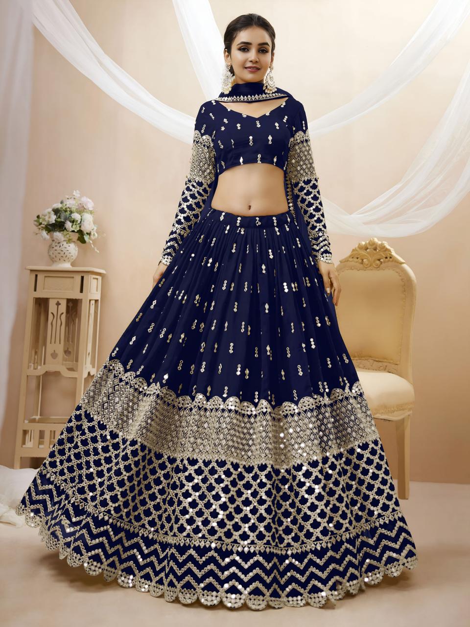 Expression vol 1 Georgette Navy Blue Lehenga choli manufacturer in Delhi