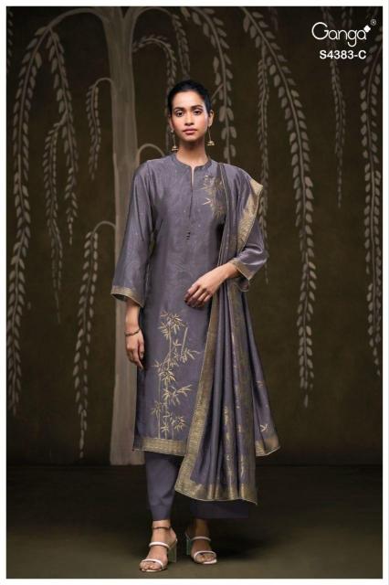 Ganga hridaya 4383 silk dress material wholesalers