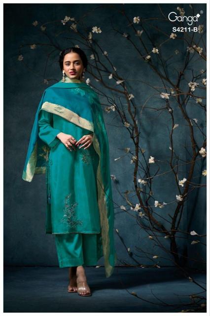 Ganga manira 4211 wholesale dress material shops in chickpet