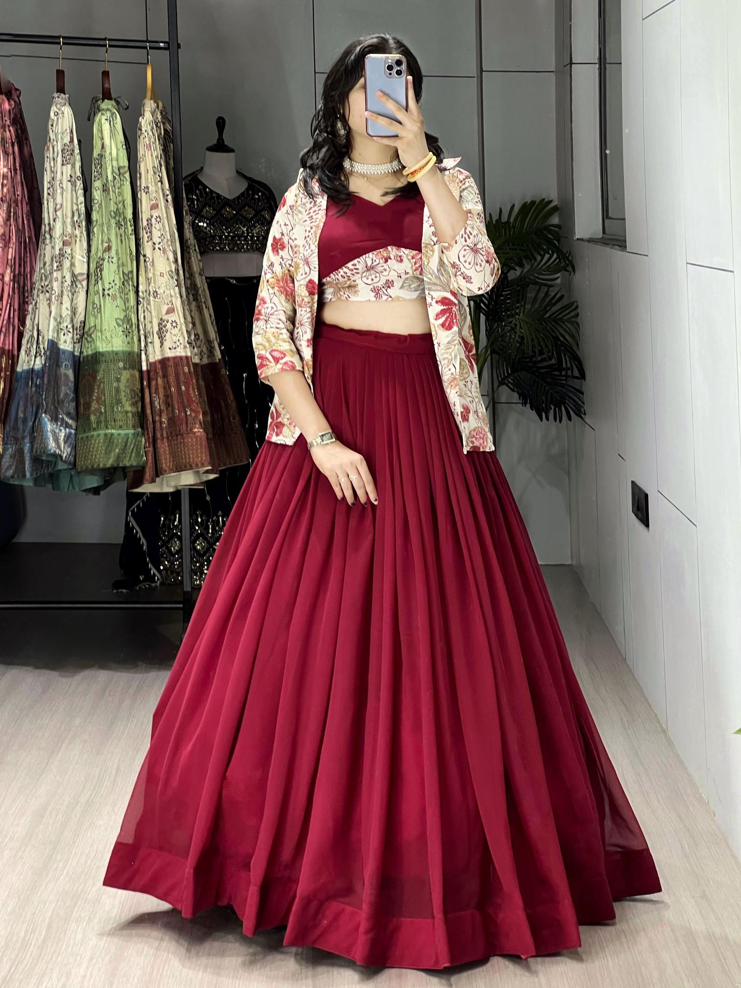 GRTN 8218 MRN Gorgette Designer lehengha choli wholesale distributors