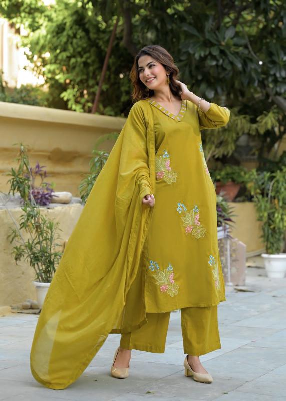 Janni 3pcs v neck design cotton kurtis wholesale jaipur