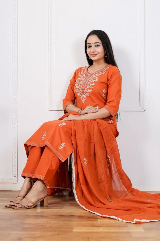 Janni cotton 3pcs karigaari kurti wholesale