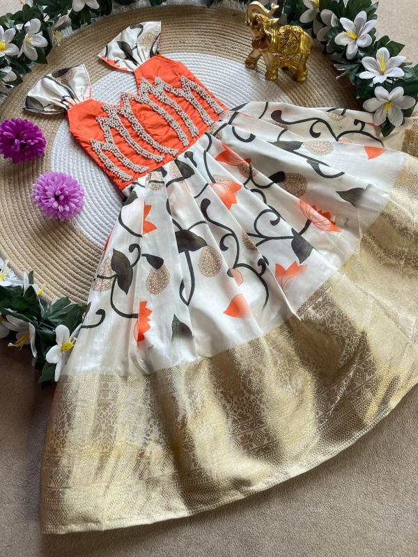 KAMALAM  Silk Orange Gown wholesale market in Surat