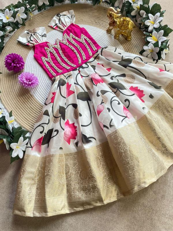 KAMALAM  Silk Pink Gown wholesale market in Maharashtra