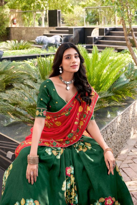 LNB 1239 Tasar Silk GRN Bollywood style lehenga choli